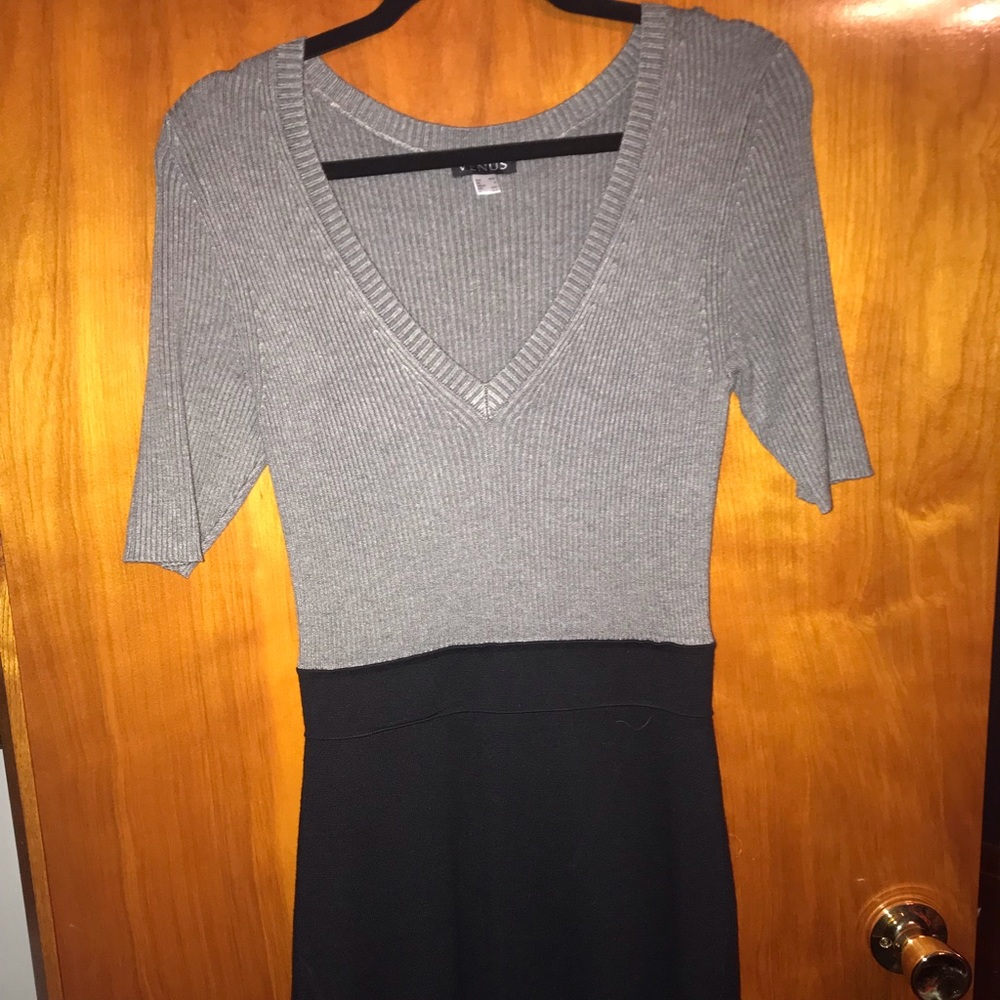 Black and gray sweater dress